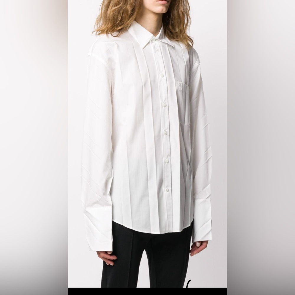 Balenciaga PLISSE NWT white poplin shirt dress